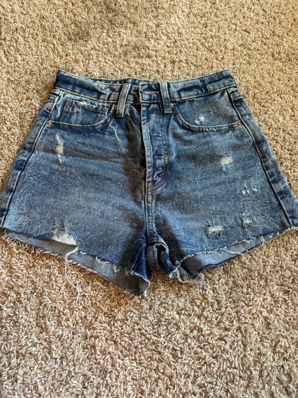 wild fable Distressed Dark Blue Denim Shorts